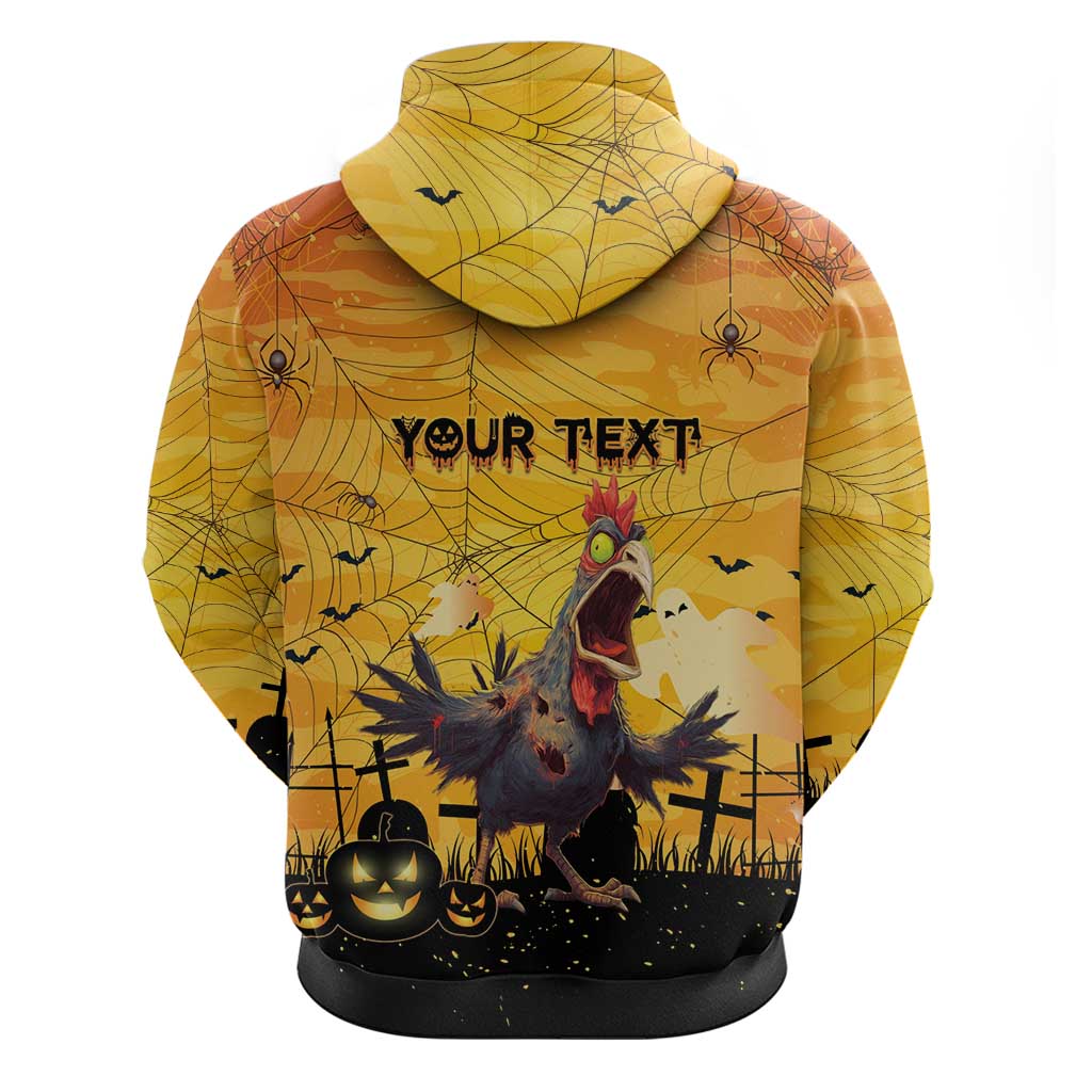 Personalized Funny Halloween Zombie Chicken Zip Hoodie F’Caw Scary Poultry - Wonder Print Shop