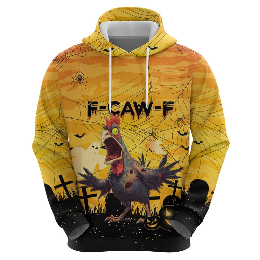 Personalized Funny Halloween Zombie Chicken Zip Hoodie F’Caw Scary Poultry - Wonder Print Shop