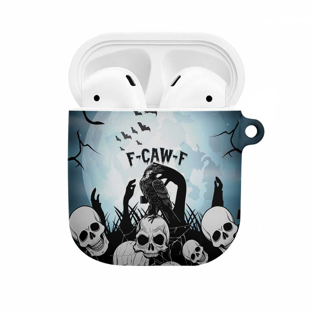 Funny Halloween F’Caw Raven AirPods Case Black Bird Crow With Skulls - Wonder Print Shop