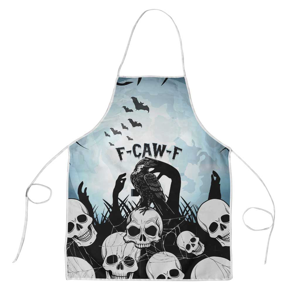 Funny Halloween F’Caw Raven Apron Black Bird Crow With Skulls - Wonder Print Shop