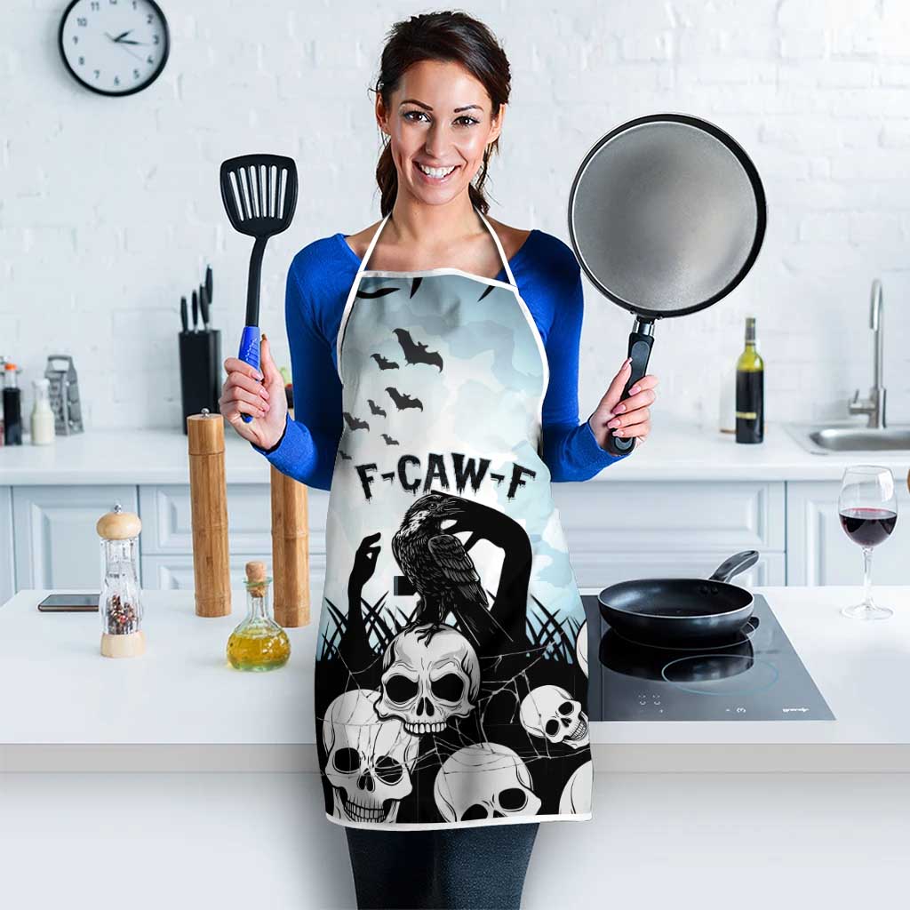 Funny Halloween F’Caw Raven Apron Black Bird Crow With Skulls - Wonder Print Shop
