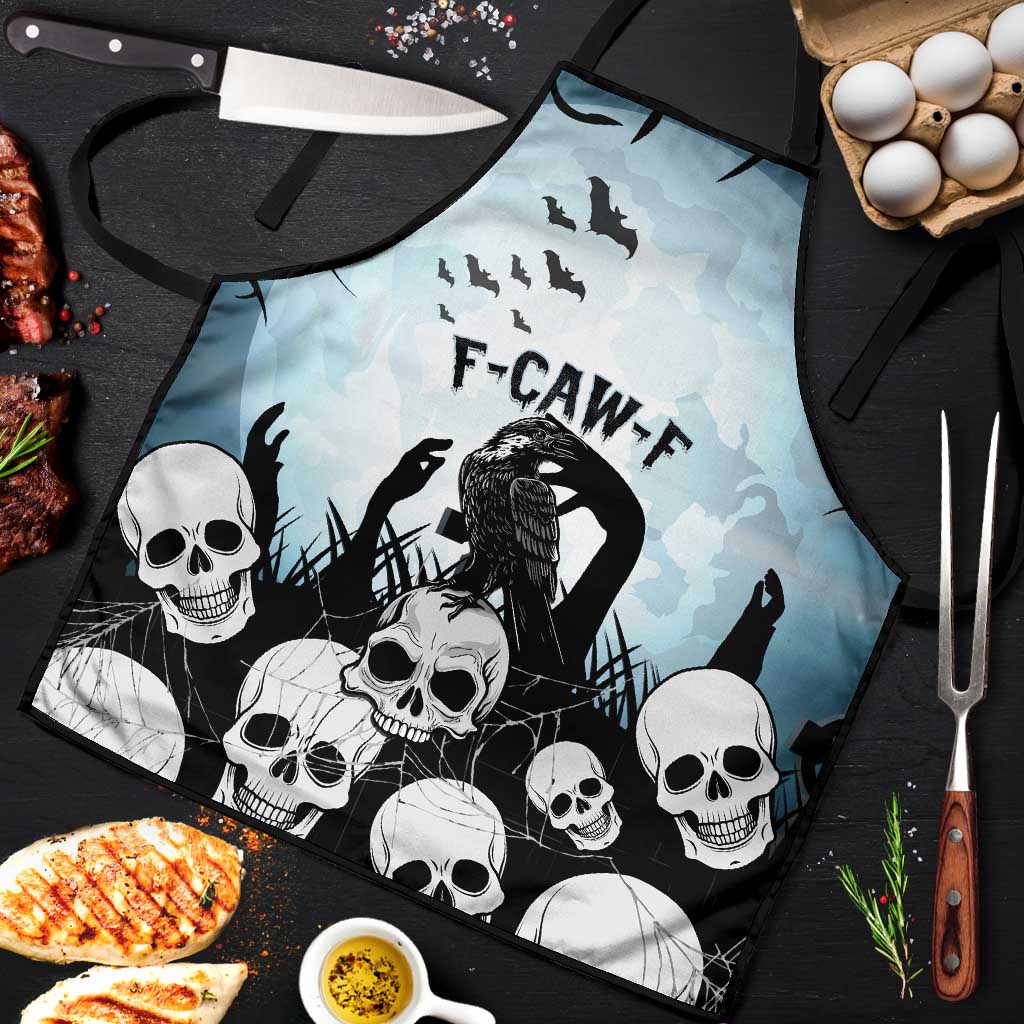Funny Halloween F’Caw Raven Apron Black Bird Crow With Skulls - Wonder Print Shop