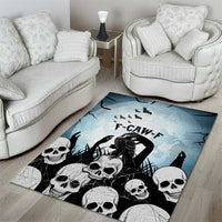 Funny Halloween F’Caw Raven Area Rug Black Bird Crow With Skulls - Wonder Print Shop