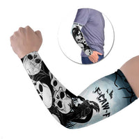 Personalized Funny Halloween F’Caw Raven Arm Sleeves Black Bird Crow With Skulls - Wonder Print Shop