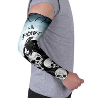 Personalized Funny Halloween F’Caw Raven Arm Sleeves Black Bird Crow With Skulls - Wonder Print Shop