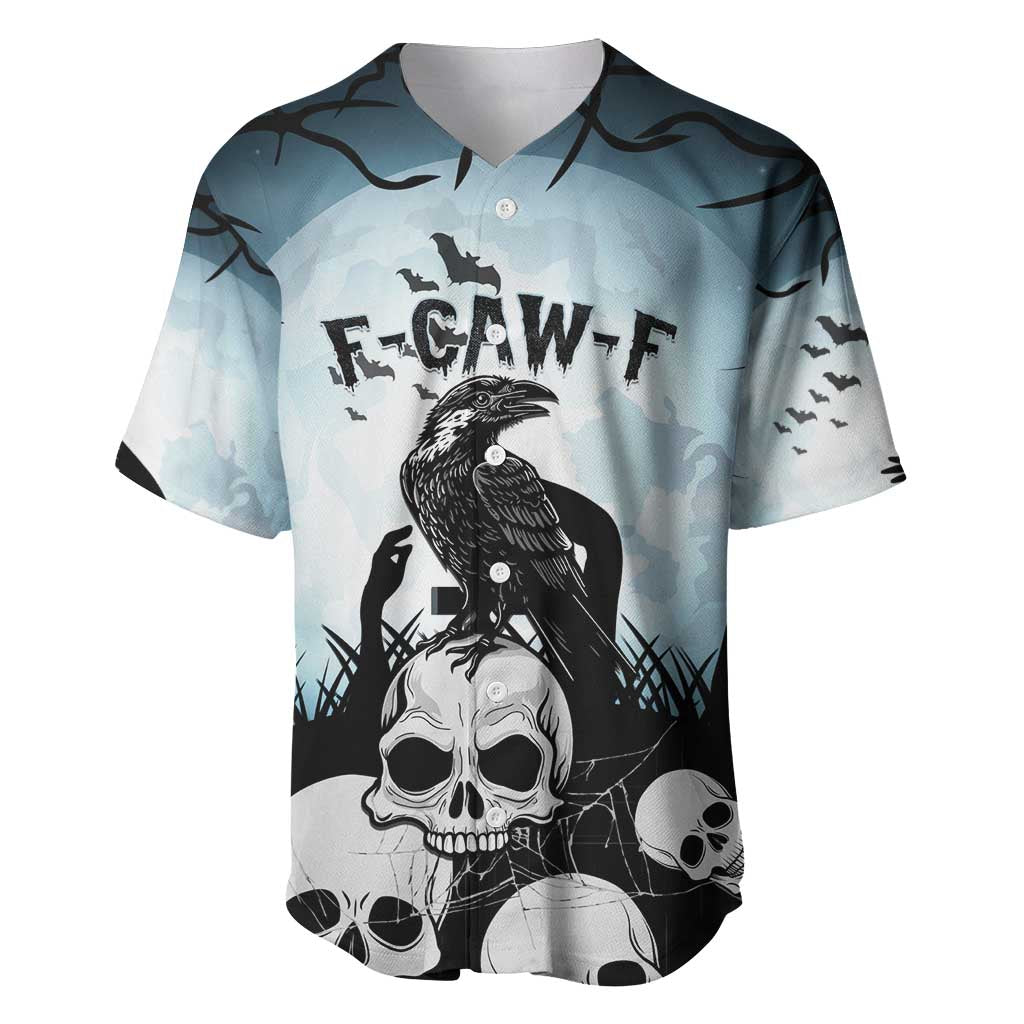 Personalized Funny Halloween F’Caw Raven Baseball Jersey Black Bird Crow With Skulls - Wonder Print Shop