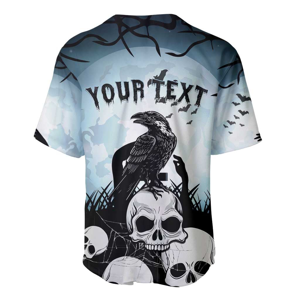 Personalized Funny Halloween F’Caw Raven Baseball Jersey Black Bird Crow With Skulls - Wonder Print Shop