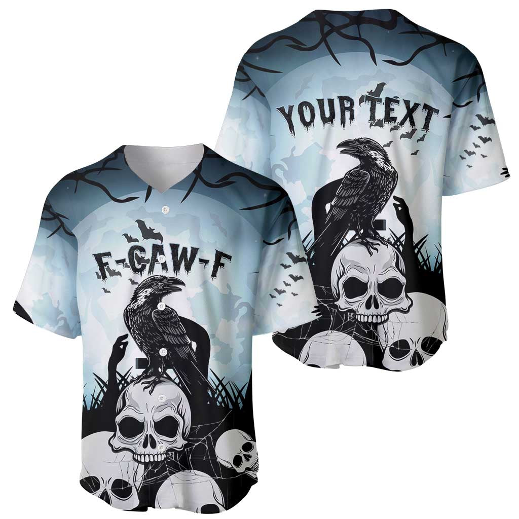 Personalized Funny Halloween F’Caw Raven Baseball Jersey Black Bird Crow With Skulls - Wonder Print Shop