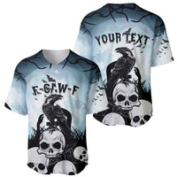 Personalized Funny Halloween F’Caw Raven Baseball Jersey Black Bird Crow With Skulls - Wonder Print Shop