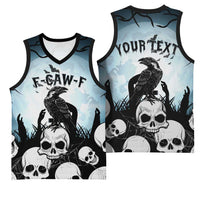 Personalized Funny Halloween F’Caw Raven Basketball Jersey Black Bird Crow With Skulls - Wonder Print Shop