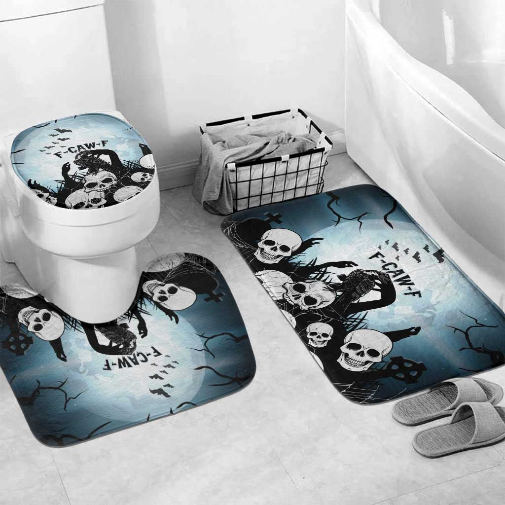 Funny Halloween F’Caw Raven Bathroom Set Black Bird Crow With Skulls - Wonder Print Shop