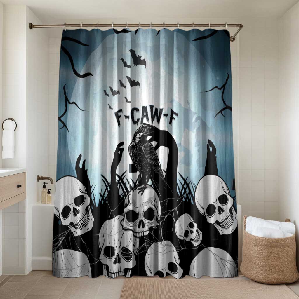 Funny Halloween F’Caw Raven Bathroom Set Black Bird Crow With Skulls - Wonder Print Shop