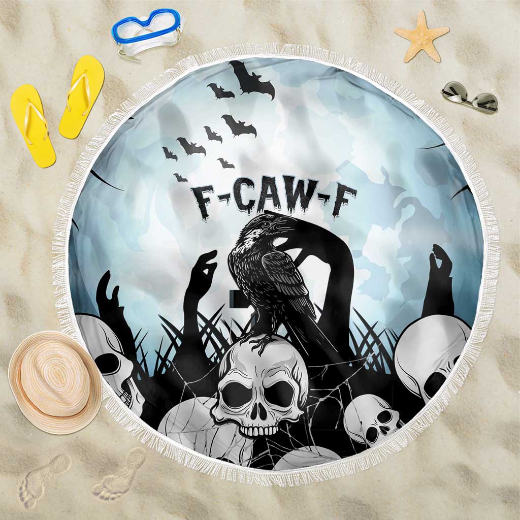 Funny Halloween F’Caw Raven Beach Blanket Black Bird Crow With Skulls - Wonder Print Shop