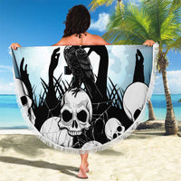 Funny Halloween F’Caw Raven Beach Blanket Black Bird Crow With Skulls - Wonder Print Shop