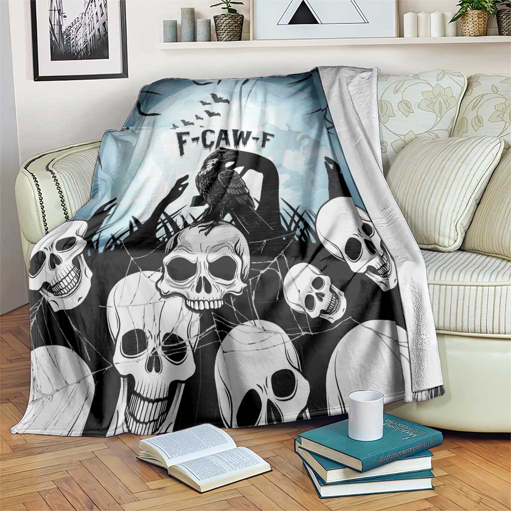 Funny Halloween F’Caw Raven Blanket Black Bird Crow With Skulls - Wonder Print Shop