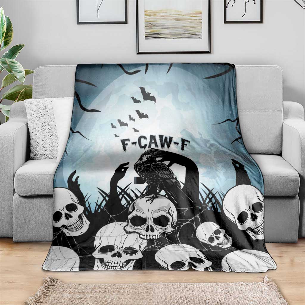 Funny Halloween F’Caw Raven Blanket Black Bird Crow With Skulls - Wonder Print Shop