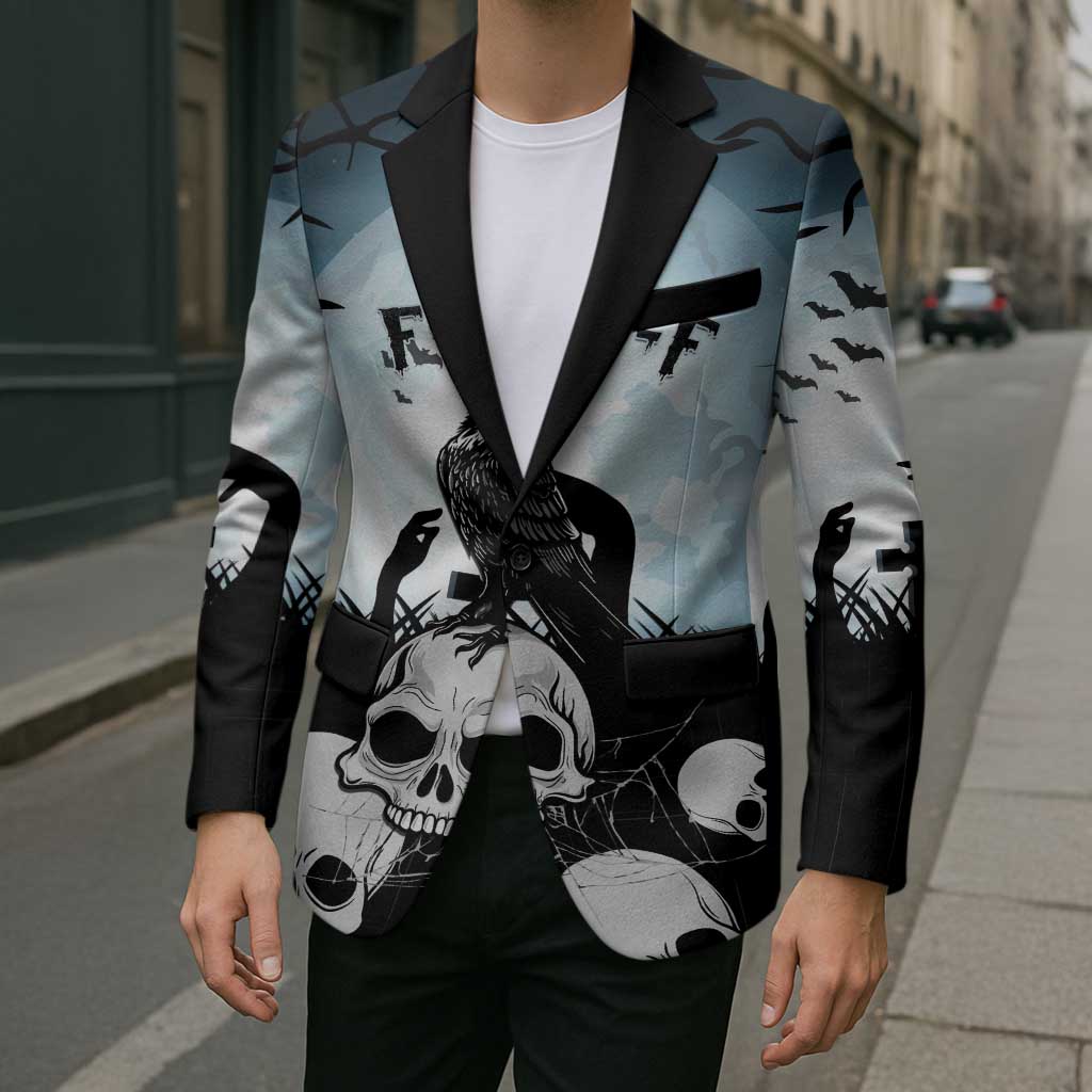 Personalized Funny Halloween F’Caw Raven Blazer Black Bird Crow With Skulls - Wonder Print Shop