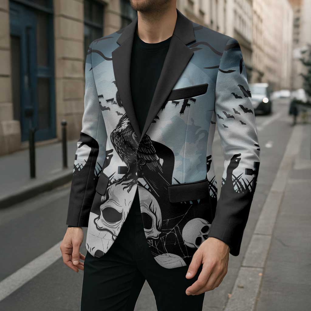 Personalized Funny Halloween F’Caw Raven Blazer Black Bird Crow With Skulls - Wonder Print Shop
