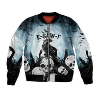 Personalized Funny Halloween F’Caw Raven Bomber Jacket Black Bird Crow With Skulls - Wonder Print Shop