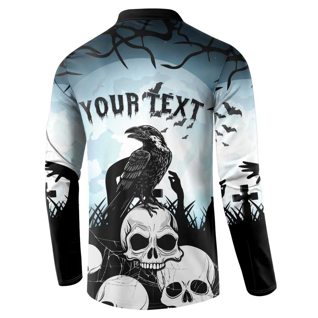 Personalized Funny Halloween F’Caw Raven Button Sweatshirt Black Bird Crow With Skulls - Wonder Print Shop