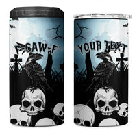 Personalized Funny Halloween F’Caw Raven 4 in 1 Can Cooler Tumbler Black Bird Crow With Skulls - Wonder Print Shop