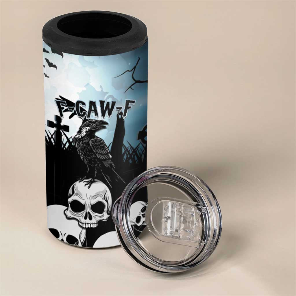 Personalized Funny Halloween F’Caw Raven 4 in 1 Can Cooler Tumbler Black Bird Crow With Skulls - Wonder Print Shop