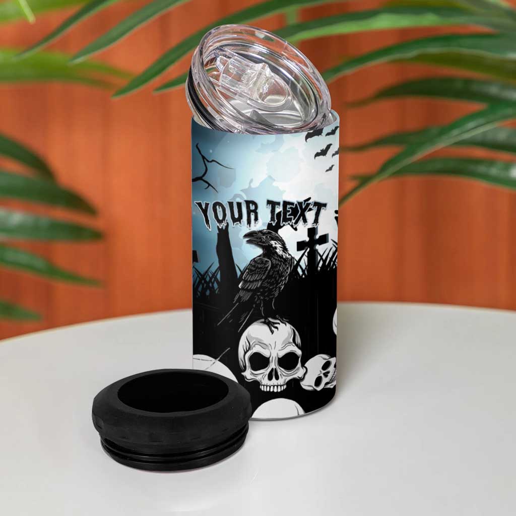 Personalized Funny Halloween F’Caw Raven 4 in 1 Can Cooler Tumbler Black Bird Crow With Skulls - Wonder Print Shop