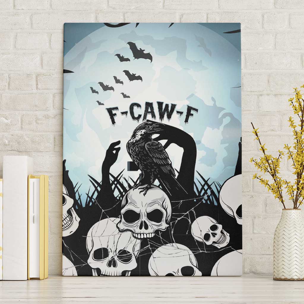 Funny Halloween F’Caw Raven Canvas Wall Art Black Bird Crow With Skulls - Wonder Print Shop
