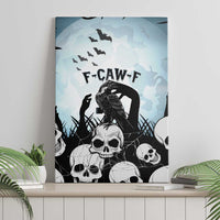 Funny Halloween F’Caw Raven Canvas Wall Art Black Bird Crow With Skulls - Wonder Print Shop