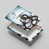 Funny Halloween F’Caw Raven Canvas Wall Art Black Bird Crow With Skulls - Wonder Print Shop