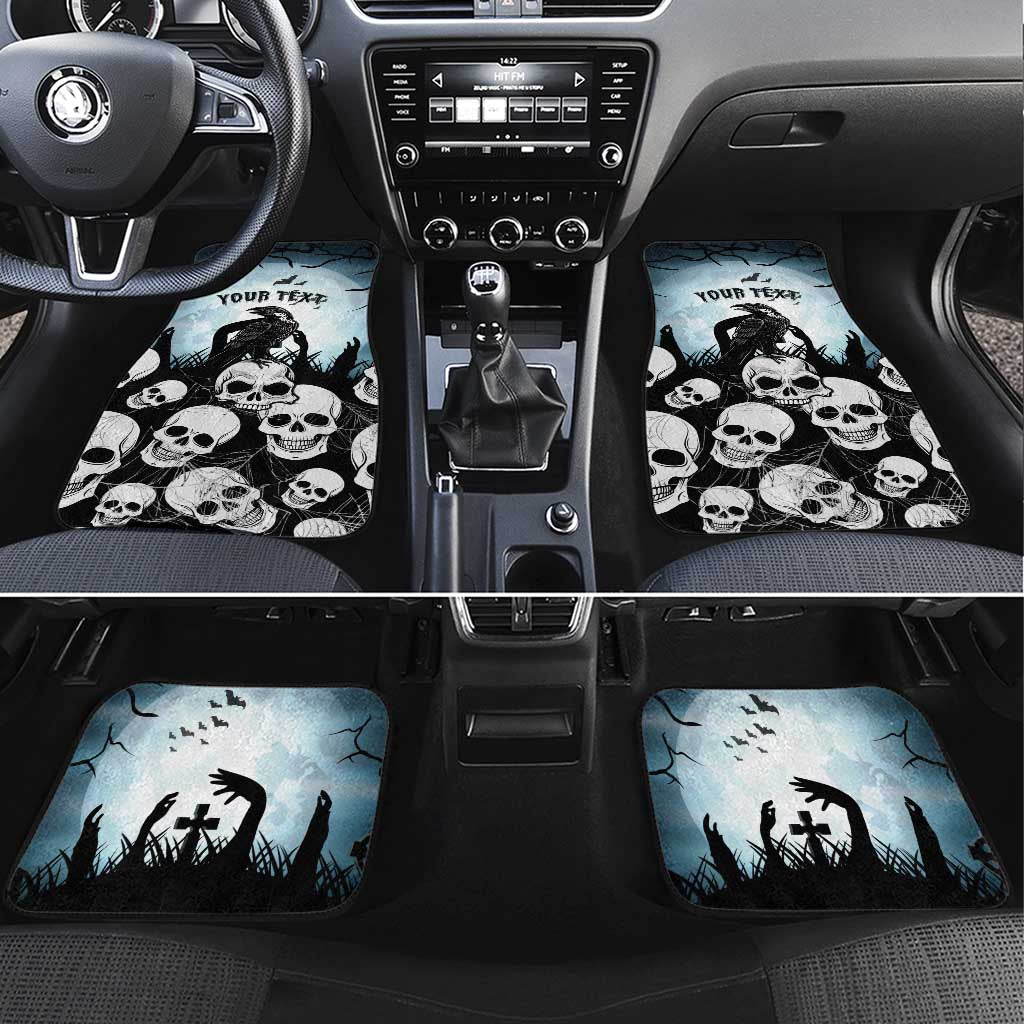 Personalized Funny Halloween F’Caw Raven Car Mats Black Bird Crow With Skulls - Wonder Print Shop