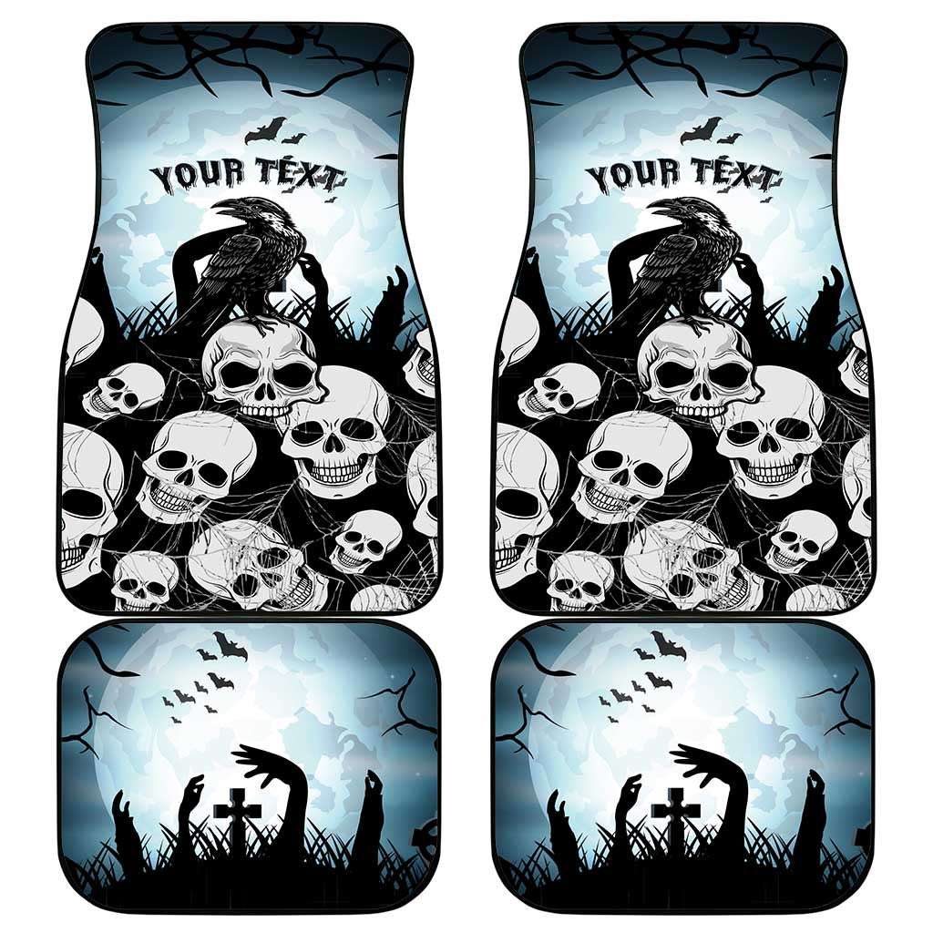 Personalized Funny Halloween F’Caw Raven Car Mats Black Bird Crow With Skulls - Wonder Print Shop