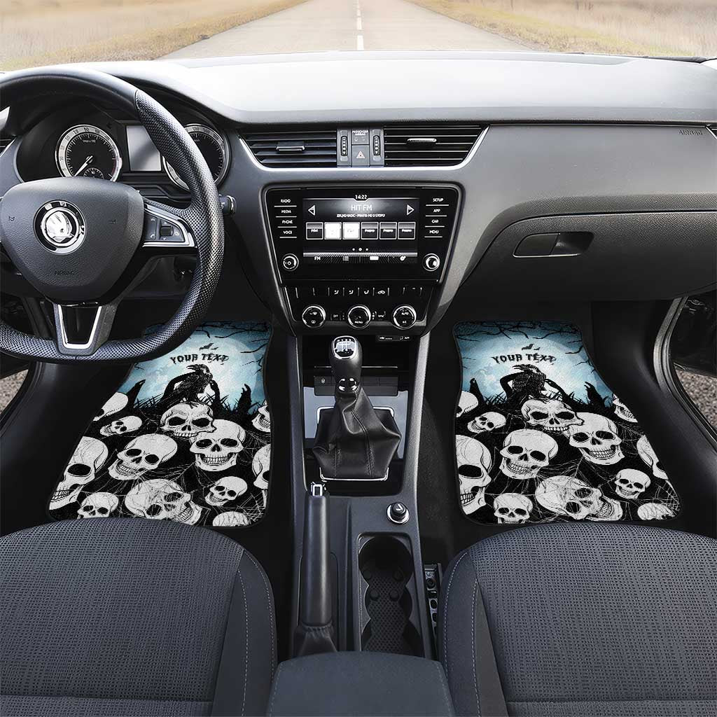 Personalized Funny Halloween F’Caw Raven Car Mats Black Bird Crow With Skulls - Wonder Print Shop