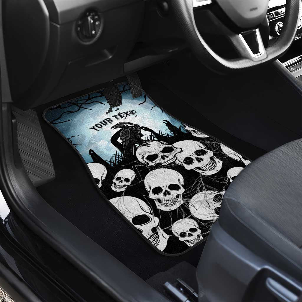 Personalized Funny Halloween F’Caw Raven Car Mats Black Bird Crow With Skulls - Wonder Print Shop
