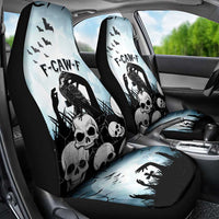 Funny Halloween F’Caw Raven Car Seat Cover Black Bird Crow With Skulls - Wonder Print Shop
