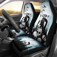 Funny Halloween F’Caw Raven Car Seat Cover Black Bird Crow With Skulls - Wonder Print Shop