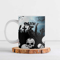 Personalized Funny Halloween F’Caw Raven Ceramic Mug Black Bird Crow With Skulls - Wonder Print Shop