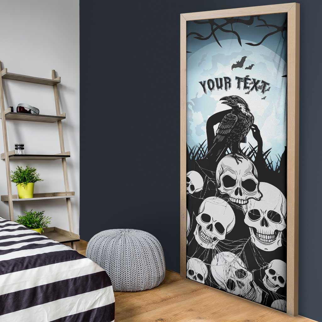 Personalized Funny Halloween F’Caw Raven Door Cover Black Bird Crow With Skulls - Wonder Print Shop