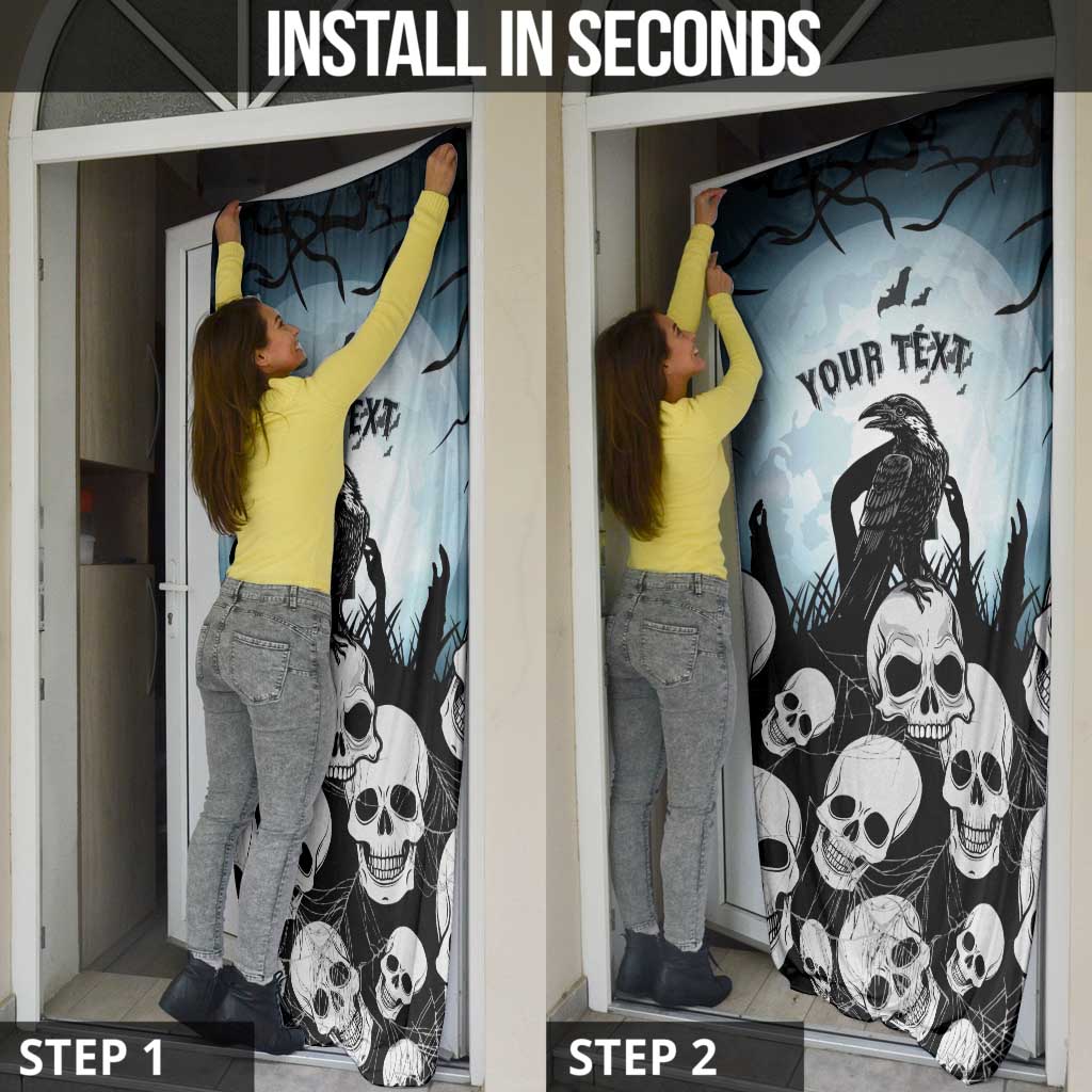 Personalized Funny Halloween F’Caw Raven Door Cover Black Bird Crow With Skulls - Wonder Print Shop