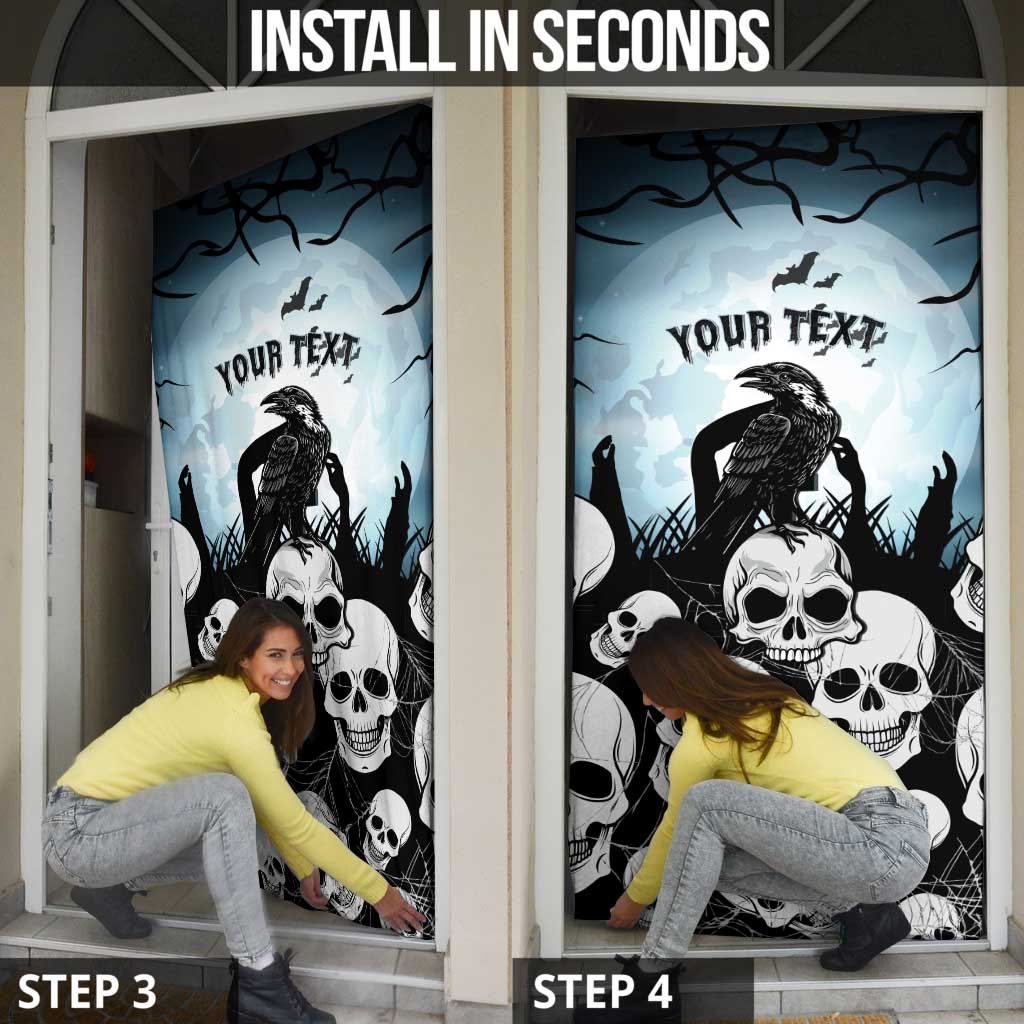 Personalized Funny Halloween F’Caw Raven Door Cover Black Bird Crow With Skulls - Wonder Print Shop