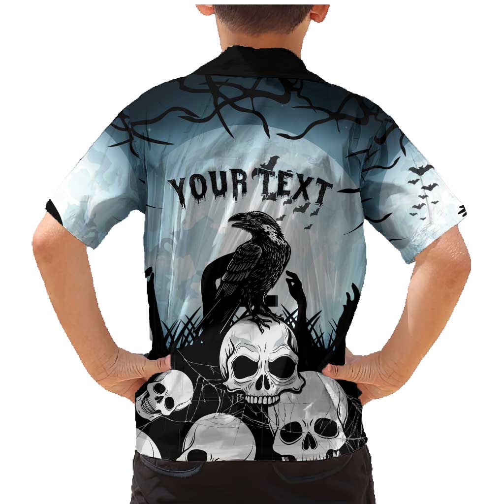 Personalized Funny Halloween F’Caw Raven Family Matching Mermaid Dress and Hawaiian Shirt Black Bird Crow With Skulls - Wonder Print Shop