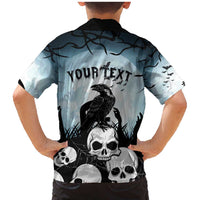 Personalized Funny Halloween F’Caw Raven Family Matching Mermaid Dress and Hawaiian Shirt Black Bird Crow With Skulls - Wonder Print Shop