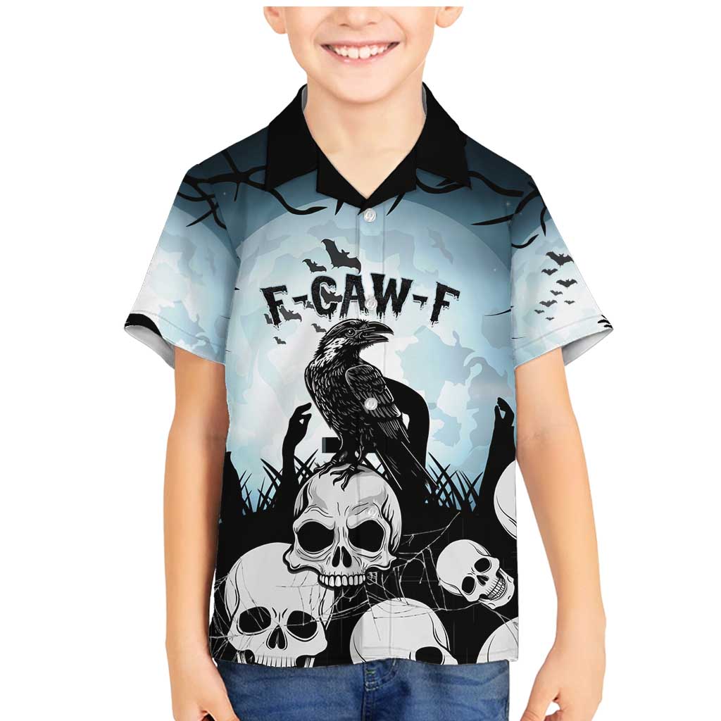 Personalized Funny Halloween F’Caw Raven Family Matching Mermaid Dress and Hawaiian Shirt Black Bird Crow With Skulls - Wonder Print Shop