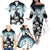 Personalized Funny Halloween F’Caw Raven Family Matching Off The Shoulder Long Sleeve Dress and Hawaiian Shirt Black Bird Crow With Skulls - Wonder Print Shop