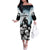 Personalized Funny Halloween F’Caw Raven Family Matching Off The Shoulder Long Sleeve Dress and Hawaiian Shirt Black Bird Crow With Skulls - Wonder Print Shop