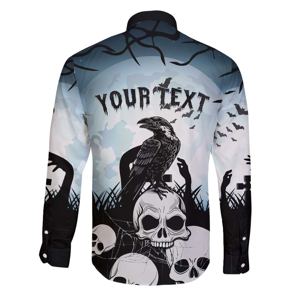 Personalized Funny Halloween F’Caw Raven Family Matching Off Shoulder Short Dress and Hawaiian Shirt Black Bird Crow With Skulls - Wonder Print Shop