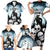 Personalized Funny Halloween F’Caw Raven Family Matching Short Sleeve Bodycon Dress and Hawaiian Shirt Black Bird Crow With Skulls - Wonder Print Shop