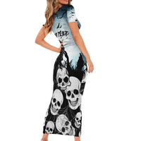 Personalized Funny Halloween F’Caw Raven Family Matching Short Sleeve Bodycon Dress and Hawaiian Shirt Black Bird Crow With Skulls - Wonder Print Shop