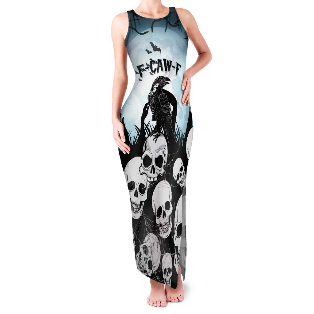 Personalized Funny Halloween F’Caw Raven Family Matching Tank Maxi Dress and Hawaiian Shirt Black Bird Crow With Skulls - Wonder Print Shop