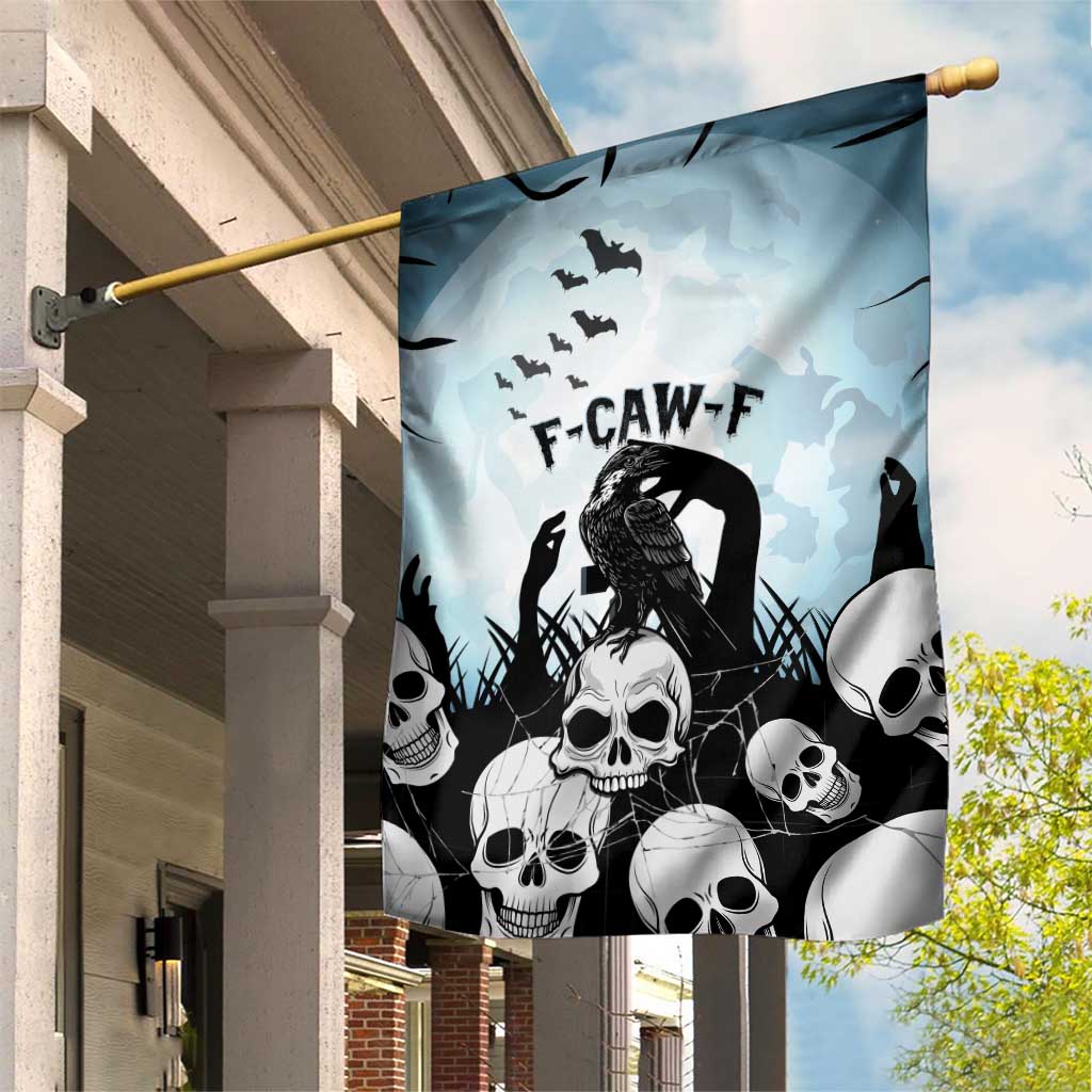 Funny Halloween F’Caw Raven Garden Flag Black Bird Crow With Skulls - Wonder Print Shop